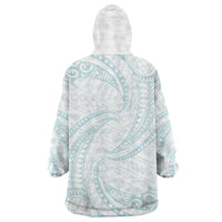 White Sunday Lotu Tamaiti Wearable Blanket Hoodie Polynesian Wave Pastel Cyan LT9 - Polynesian Pride