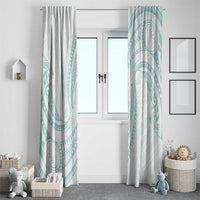 White Sunday Lotu Tamaiti Window Curtain Polynesian Wave Pastel Cyan - Polynesian Pride