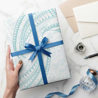 White Sunday Lotu Tamaiti Wrapping Paper Polynesian Wave Pastel Cyan LT9 - Polynesian Pride