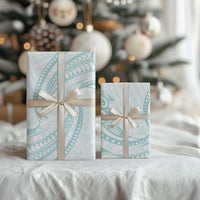 White Sunday Lotu Tamaiti Wrapping Paper Polynesian Wave Pastel Cyan LT9 - Polynesian Pride