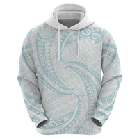 White Sunday Lotu Tamaiti Zip Hoodie Polynesian Wave Pastel Cyan - Polynesian Pride