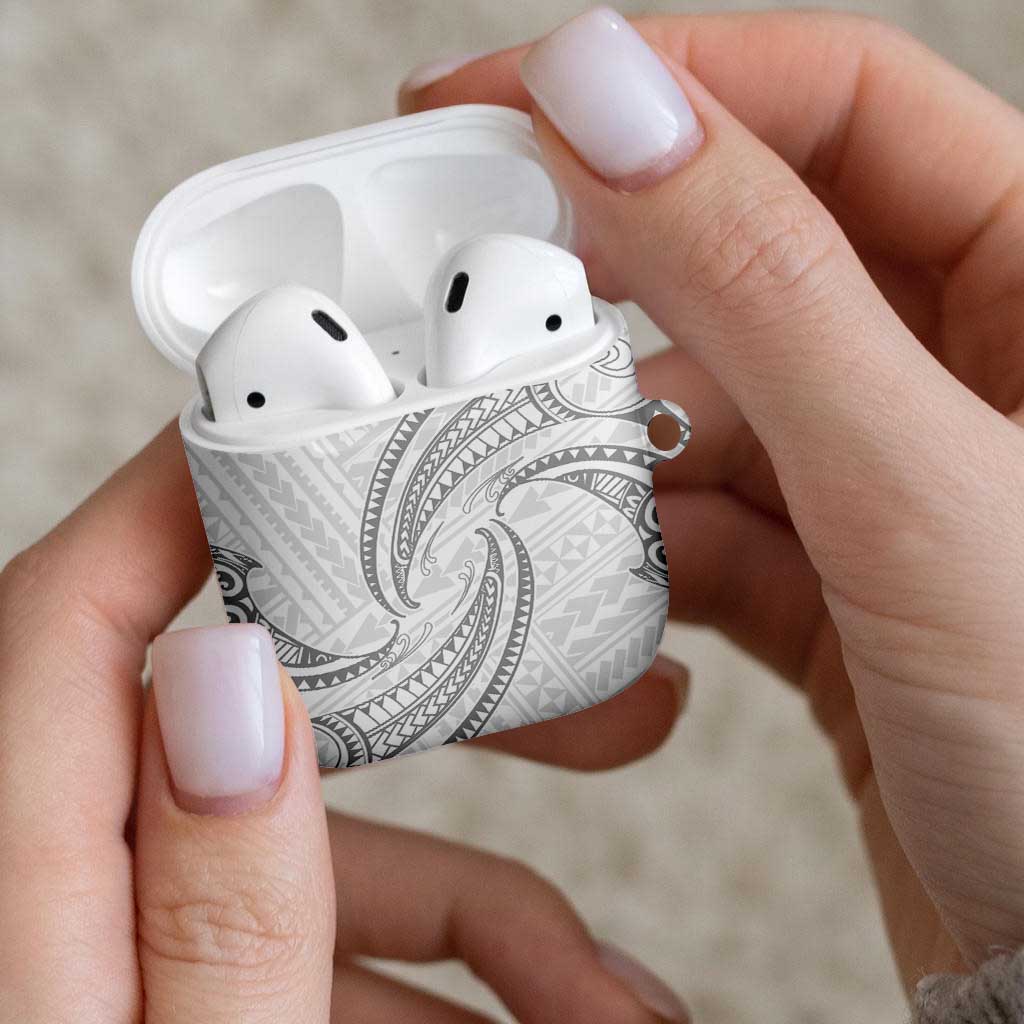 White Sunday Lotu Tamaiti AirPods Case Polynesian Wave Pastel Gray - Polynesian Pride