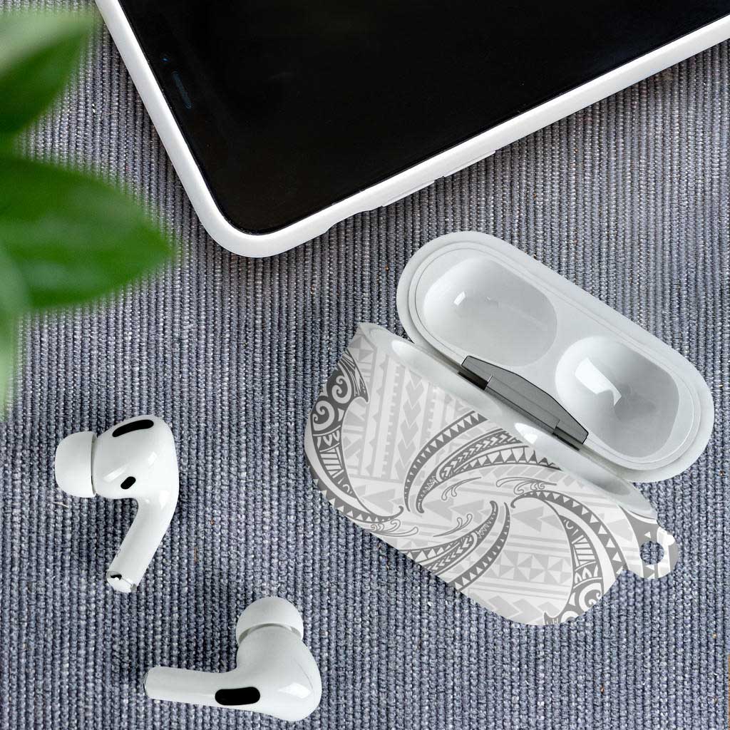 White Sunday Lotu Tamaiti AirPods Case Polynesian Wave Pastel Gray - Polynesian Pride