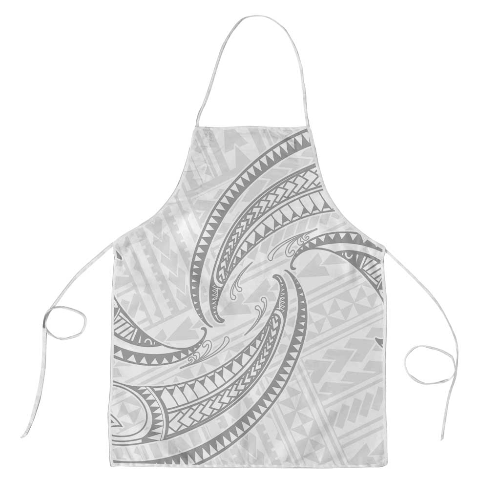 White Sunday Lotu Tamaiti Apron Polynesian Wave Pastel Gray - Polynesian Pride
