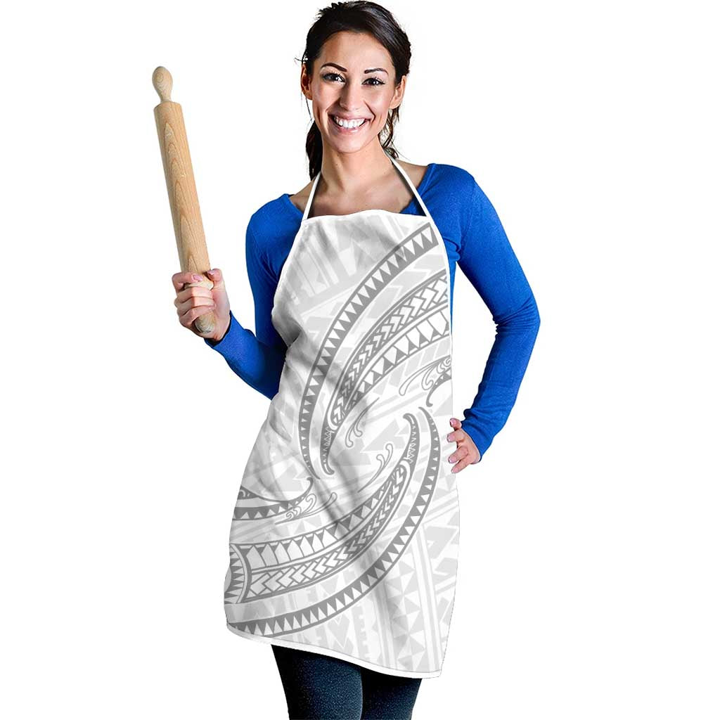White Sunday Lotu Tamaiti Apron Polynesian Wave Pastel Gray - Polynesian Pride