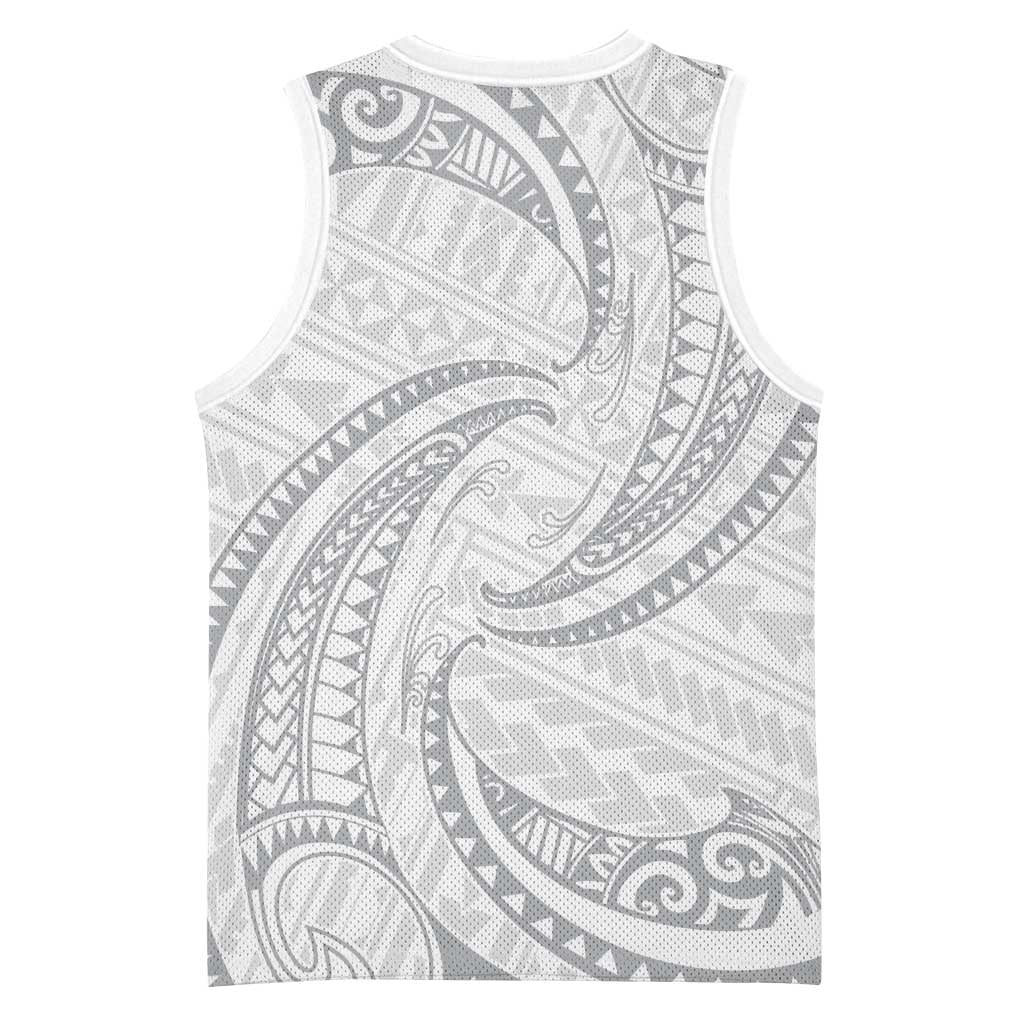 White Sunday Lotu Tamaiti Basketball Jersey Polynesian Wave Pastel Gray LT9 - Polynesian Pride