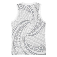 White Sunday Lotu Tamaiti Basketball Jersey Polynesian Wave Pastel Gray LT9 - Polynesian Pride