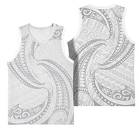White Sunday Lotu Tamaiti Basketball Jersey Polynesian Wave Pastel Gray LT9 - Polynesian Pride