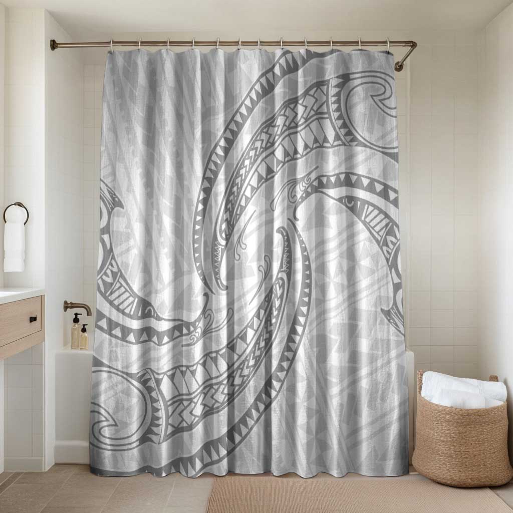 White Sunday Lotu Tamaiti Bathroom Set Polynesian Wave Pastel Gray - Polynesian Pride