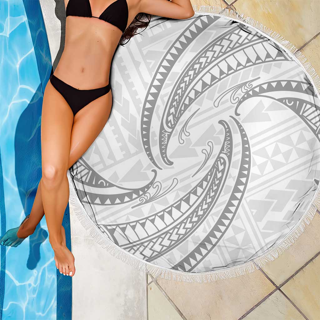 White Sunday Lotu Tamaiti Beach Blanket Polynesian Wave Pastel Gray LT9 - Polynesian Pride