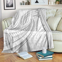 White Sunday Lotu Tamaiti Blanket Polynesian Wave Pastel Gray - Polynesian Pride