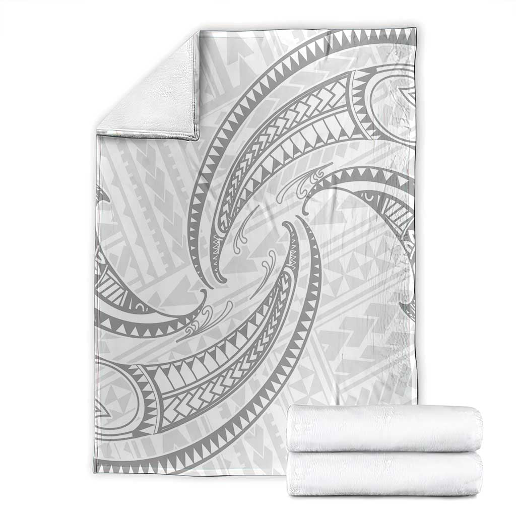 White Sunday Lotu Tamaiti Blanket Polynesian Wave Pastel Gray - Polynesian Pride