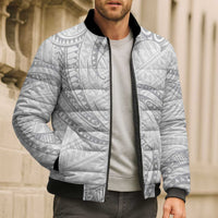White Sunday Lotu Tamaiti Bomber Puffer Jacket Polynesian Wave Pastel Gray LT9 - Polynesian Pride