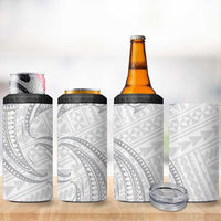 White Sunday Lotu Tamaiti 4 in 1 Can Cooler Tumbler Polynesian Wave Pastel Gray LT9 - Polynesian Pride