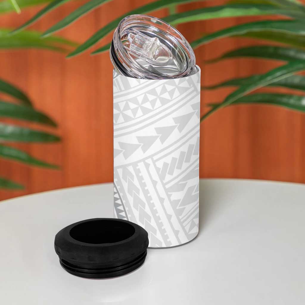 White Sunday Lotu Tamaiti 4 in 1 Can Cooler Tumbler Polynesian Wave Pastel Gray LT9 - Polynesian Pride