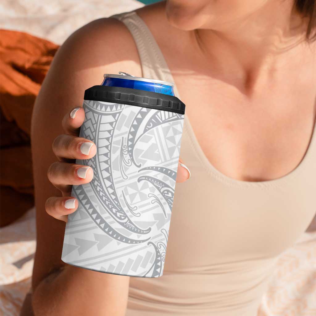 White Sunday Lotu Tamaiti 4 in 1 Can Cooler Tumbler Polynesian Wave Pastel Gray LT9 - Polynesian Pride