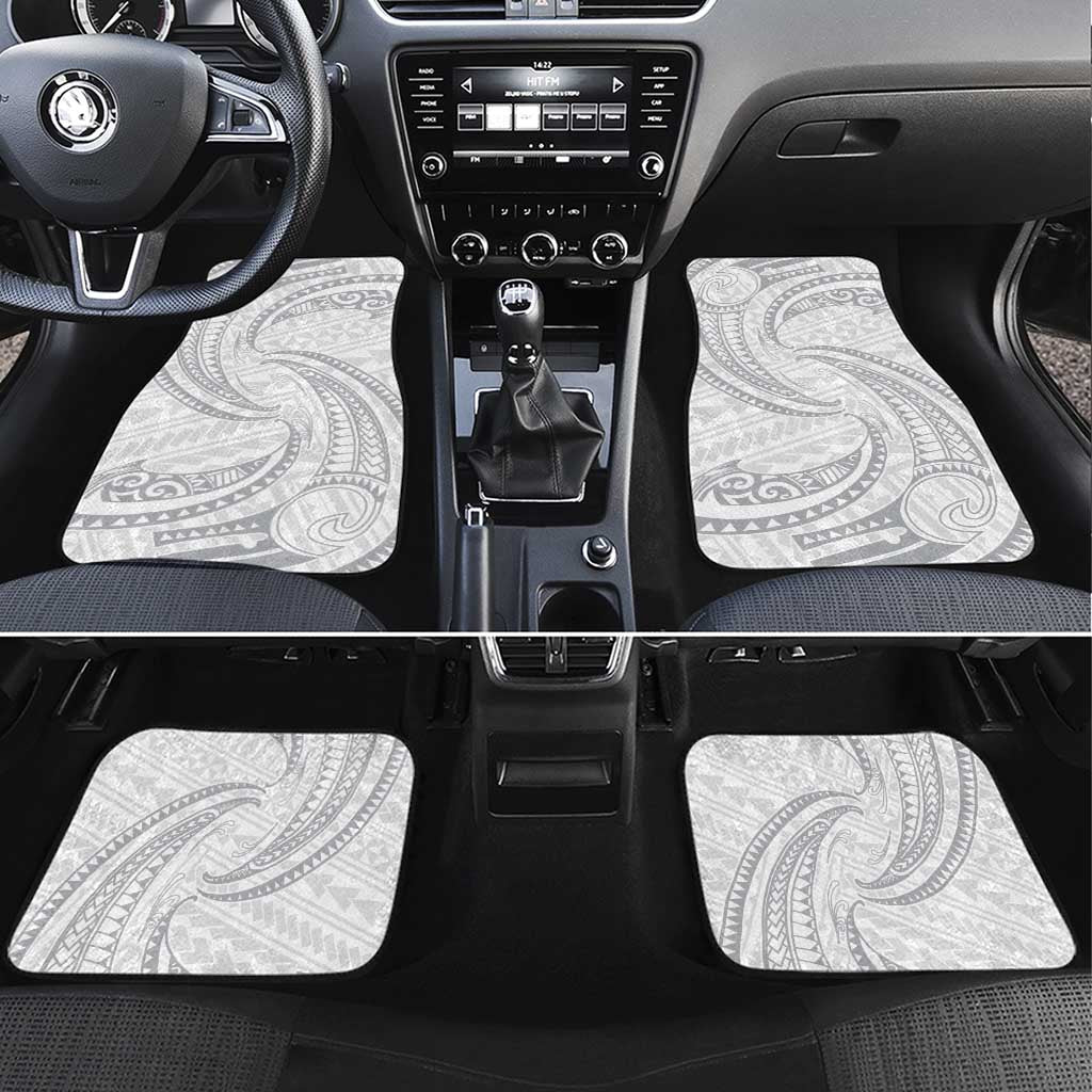 White Sunday Lotu Tamaiti Car Mats Polynesian Wave Pastel Gray LT9 Set 4pcs Gray - Polynesian Pride