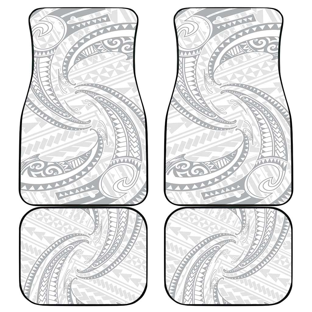 White Sunday Lotu Tamaiti Car Mats Polynesian Wave Pastel Gray LT9 - Polynesian Pride