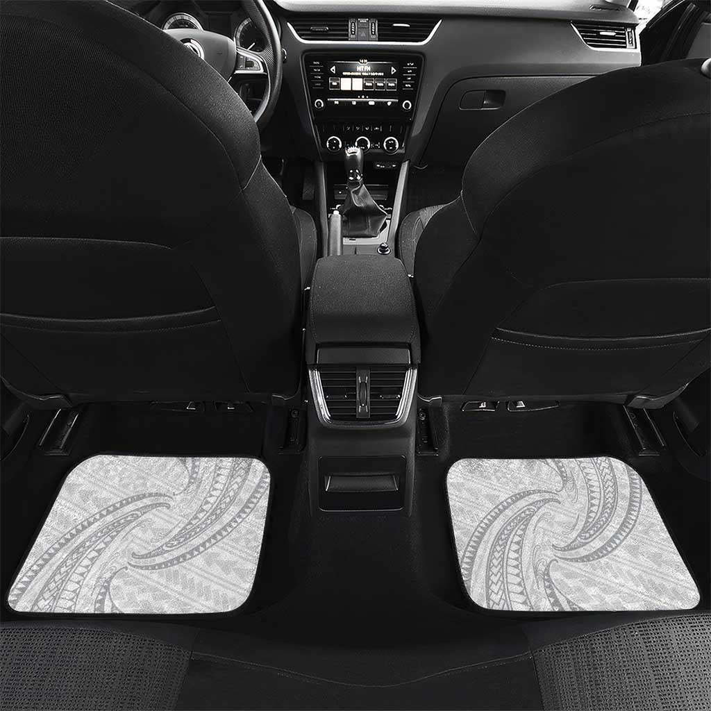 White Sunday Lotu Tamaiti Car Mats Polynesian Wave Pastel Gray LT9 Set 2pcs - Back Gray - Polynesian Pride