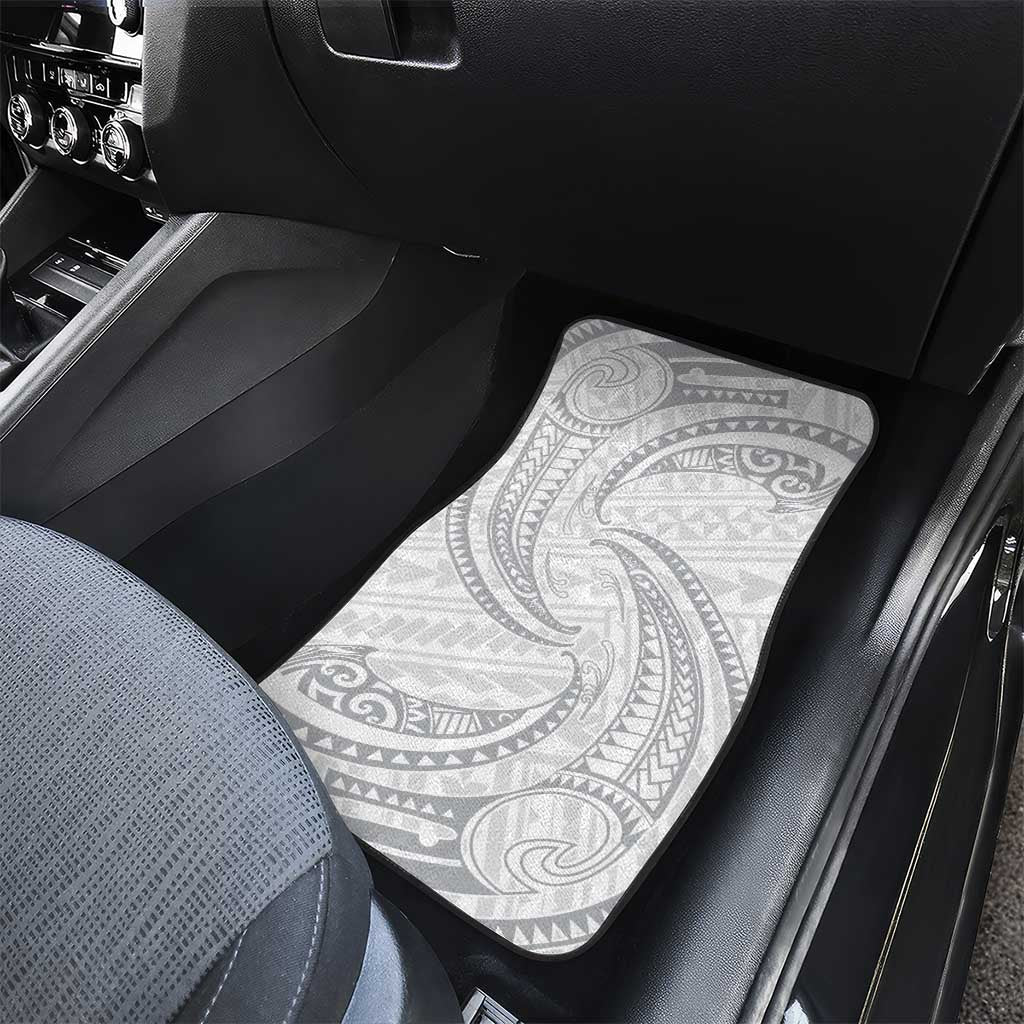 White Sunday Lotu Tamaiti Car Mats Polynesian Wave Pastel Gray LT9 - Polynesian Pride