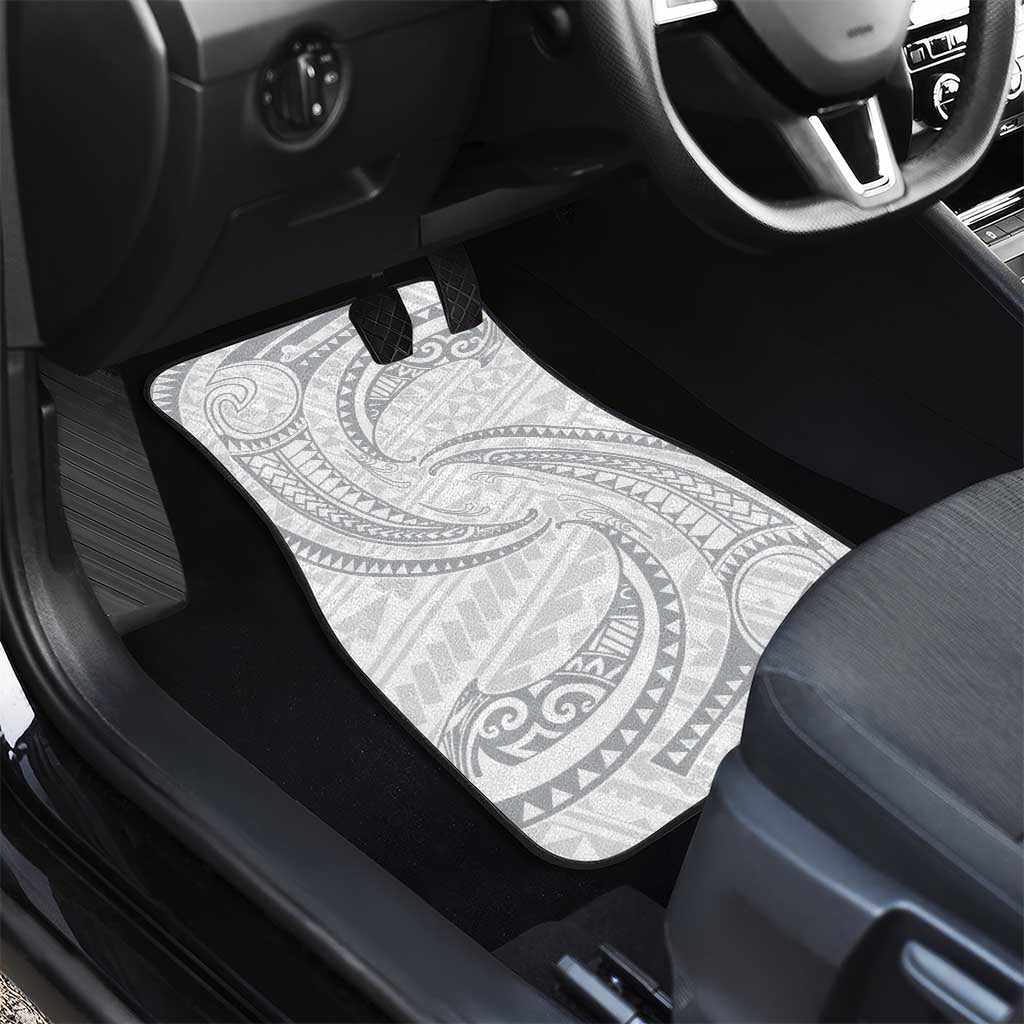 White Sunday Lotu Tamaiti Car Mats Polynesian Wave Pastel Gray LT9 - Polynesian Pride