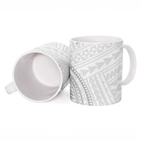 White Sunday Lotu Tamaiti Ceramic Mug Polynesian Wave Pastel Gray - Polynesian Pride