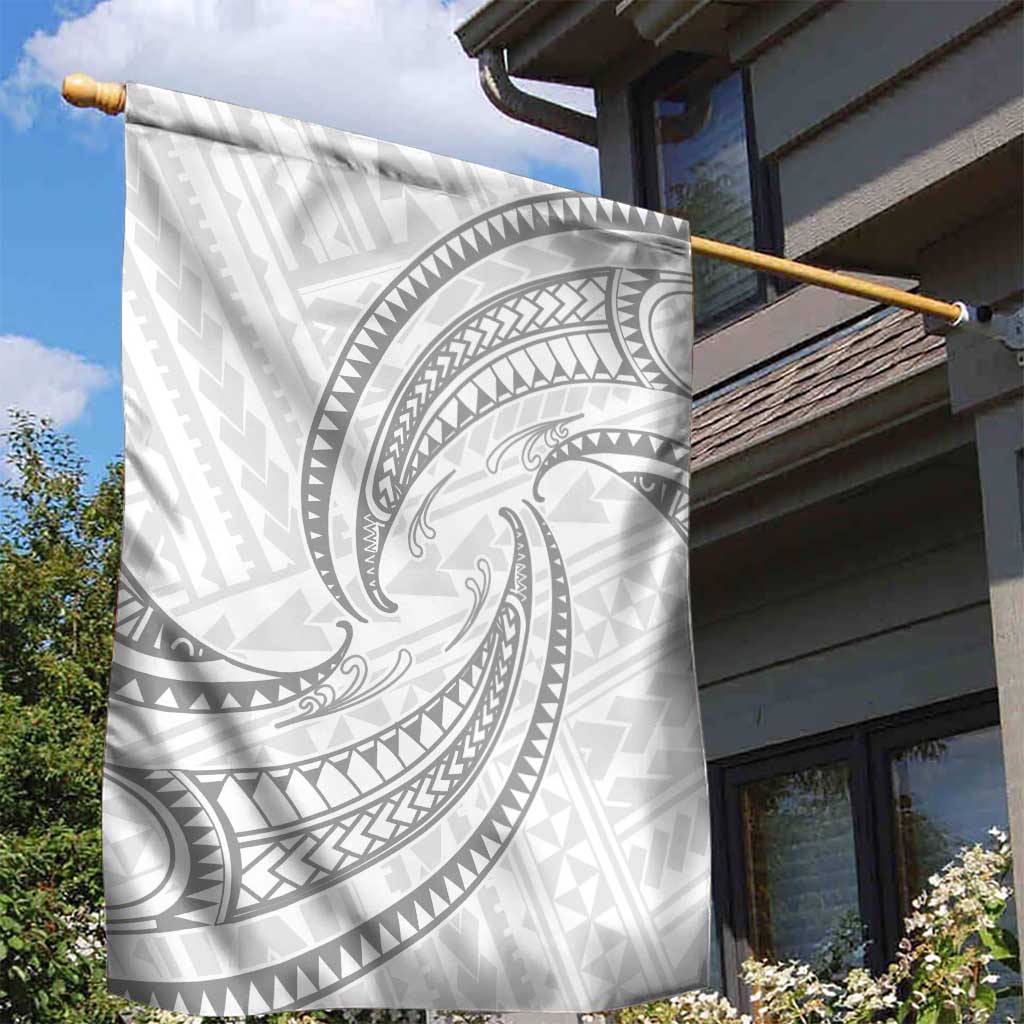 White Sunday Lotu Tamaiti Garden Flag Polynesian Wave Pastel Gray - Polynesian Pride