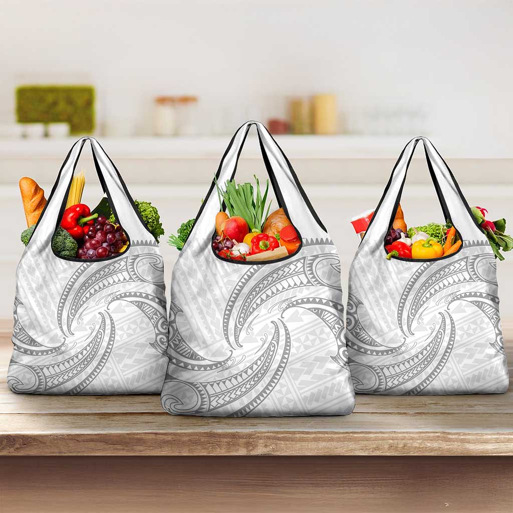 White Sunday Lotu Tamaiti Grocery Bag Polynesian Wave Pastel Gray LT9 3-pack One Size Gray - Polynesian Pride