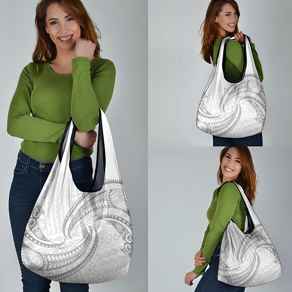 White Sunday Lotu Tamaiti Grocery Bag Polynesian Wave Pastel Gray LT9 - Polynesian Pride