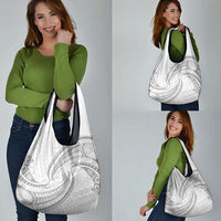 White Sunday Lotu Tamaiti Grocery Bag Polynesian Wave Pastel Gray LT9 - Polynesian Pride