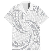 White Sunday Lotu Tamaiti Hawaiian Shirt Polynesian Wave Pastel Gray - Polynesian Pride