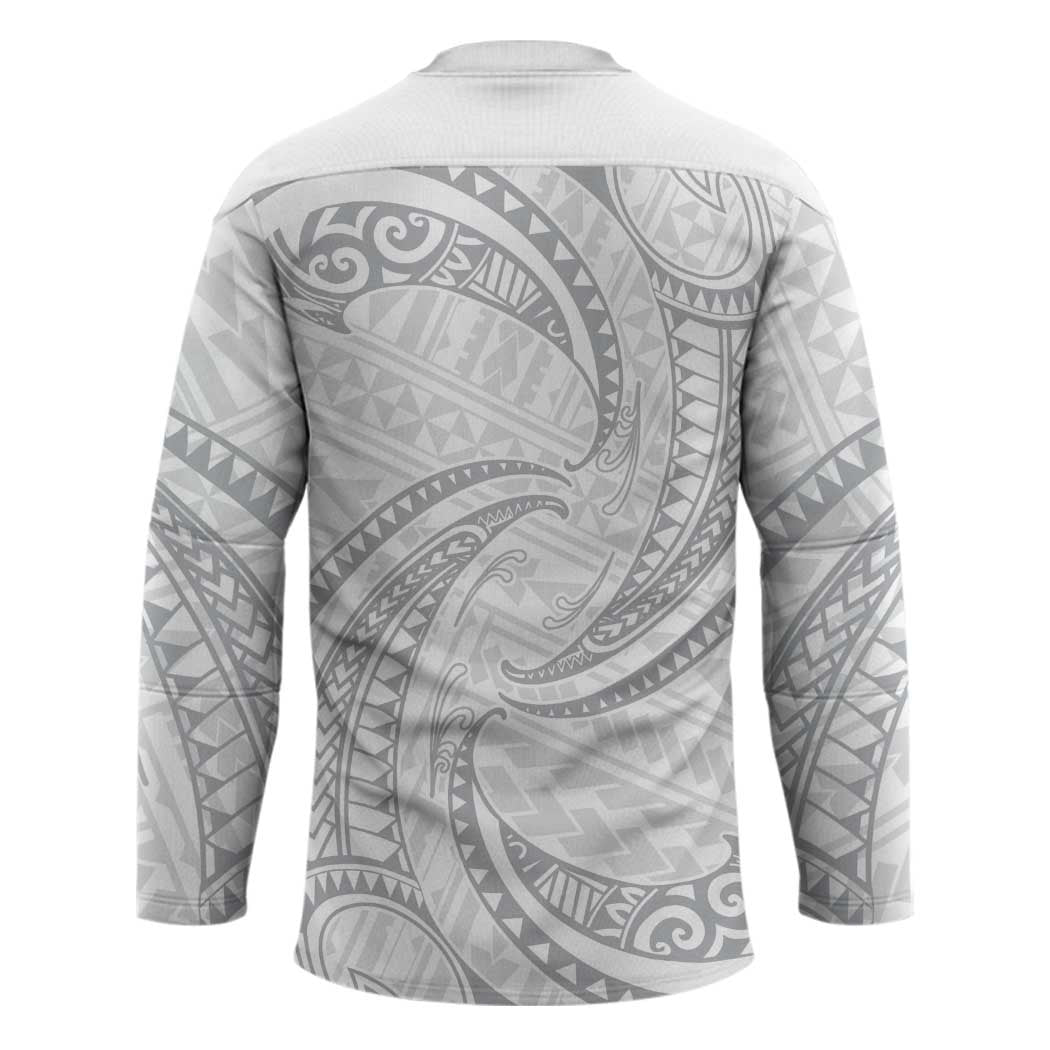 White Sunday Lotu Tamaiti Hockey Jersey Polynesian Wave Pastel Gray - Polynesian Pride