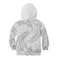 White Sunday Lotu Tamaiti Kid Hoodie Polynesian Wave Pastel Gray - Polynesian Pride