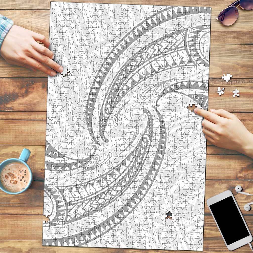 White Sunday Lotu Tamaiti Puzzle Polynesian Wave Pastel Gray LT9 Gray - Polynesian Pride