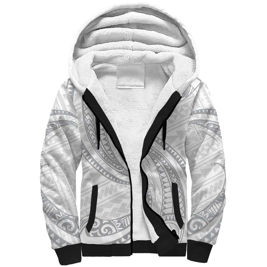 White Sunday Lotu Tamaiti Sherpa Hoodie Polynesian Wave Pastel Gray LT9 Unisex Gray - Polynesian Pride
