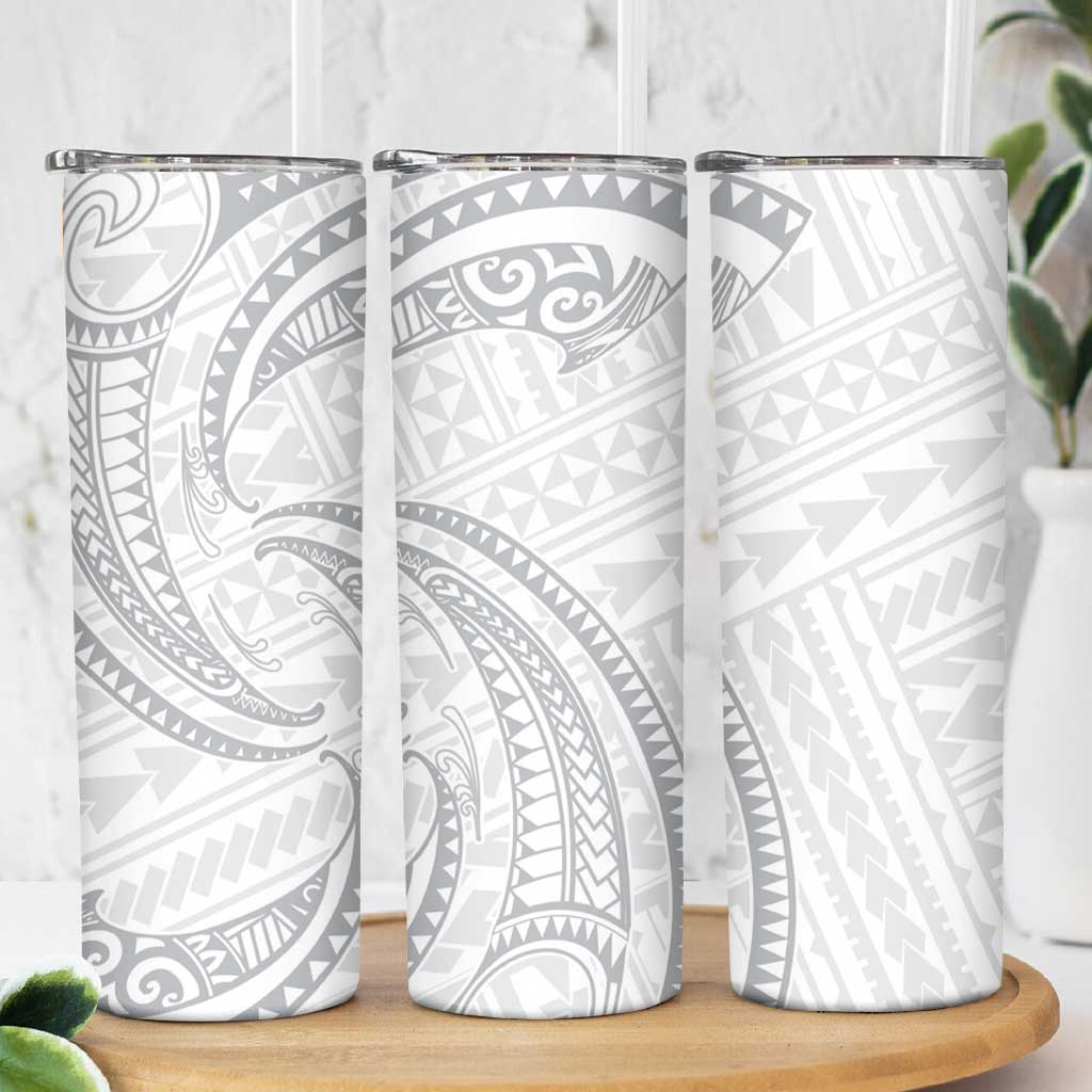 White Sunday Lotu Tamaiti Skinny Tumbler Polynesian Wave Pastel Gray - Polynesian Pride