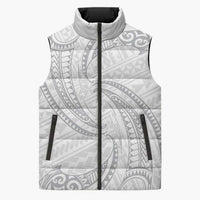 White Sunday Lotu Tamaiti Sleeveless Puffer Jacket Polynesian Wave Pastel Gray LT9 Unisex Gray - Polynesian Pride