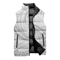 White Sunday Lotu Tamaiti Sleeveless Puffer Jacket Polynesian Wave Pastel Gray LT9 - Polynesian Pride