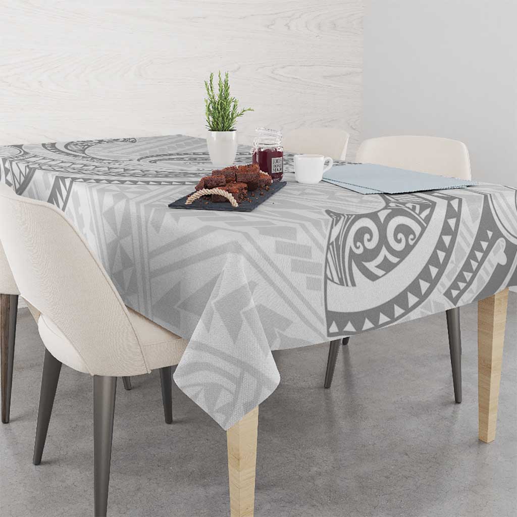 White Sunday Lotu Tamaiti Tablecloth Polynesian Wave Pastel Gray LT9 - Polynesian Pride