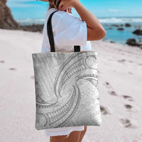 White Sunday Lotu Tamaiti Tote Bag Polynesian Wave Pastel Gray - Polynesian Pride