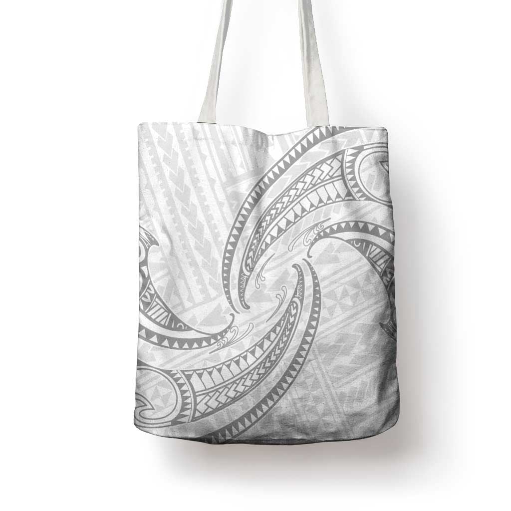 White Sunday Lotu Tamaiti Tote Bag Polynesian Wave Pastel Gray - Polynesian Pride