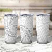 White Sunday Lotu Tamaiti Tumbler Cup Polynesian Wave Pastel Gray - Polynesian Pride