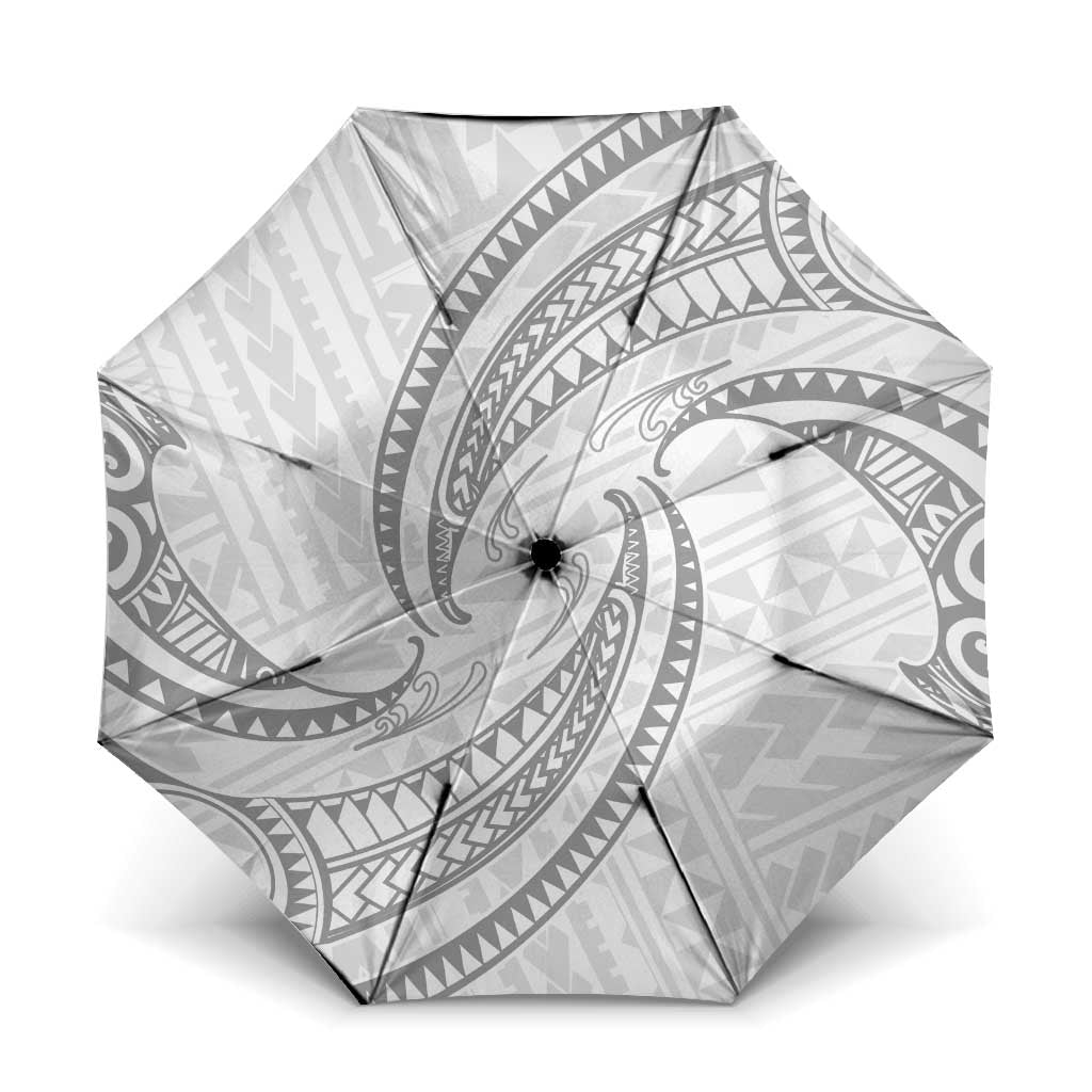 White Sunday Lotu Tamaiti Umbrella Polynesian Wave Pastel Gray - Polynesian Pride