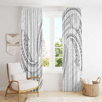 White Sunday Lotu Tamaiti Window Curtain Polynesian Wave Pastel Gray - Polynesian Pride