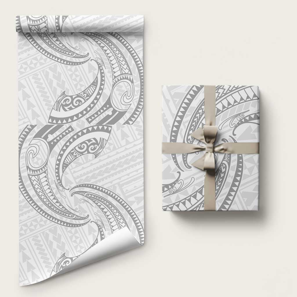 White Sunday Lotu Tamaiti Wrapping Paper Polynesian Wave Pastel Gray LT9 58" × 23" Gray - Polynesian Pride
