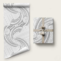 White Sunday Lotu Tamaiti Wrapping Paper Polynesian Wave Pastel Gray LT9 58" × 23" Gray - Polynesian Pride