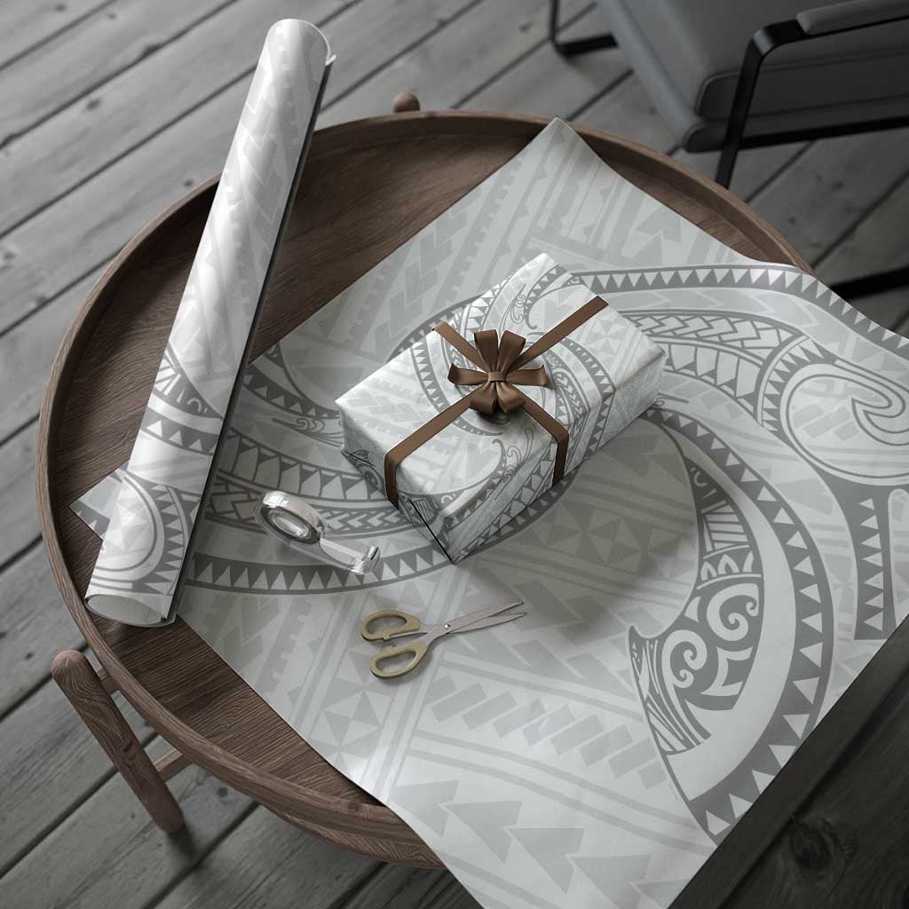 White Sunday Lotu Tamaiti Wrapping Paper Polynesian Wave Pastel Gray LT9 - Polynesian Pride