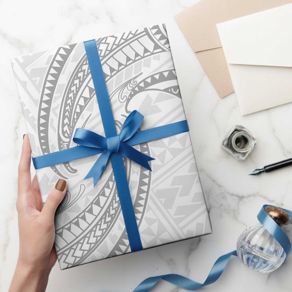 White Sunday Lotu Tamaiti Wrapping Paper Polynesian Wave Pastel Gray LT9 - Polynesian Pride