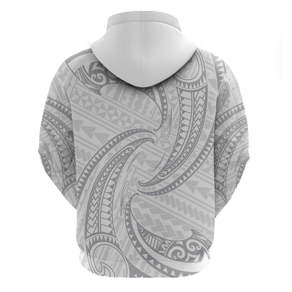 White Sunday Lotu Tamaiti Zip Hoodie Polynesian Wave Pastel Gray - Polynesian Pride