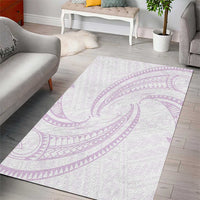 White Sunday Lotu Tamaiti Area Rug Polynesian Wave Pastel Mauve - Polynesian Pride